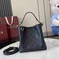 Gucci GG Emblem small bucket bag 815118 in GG black leather