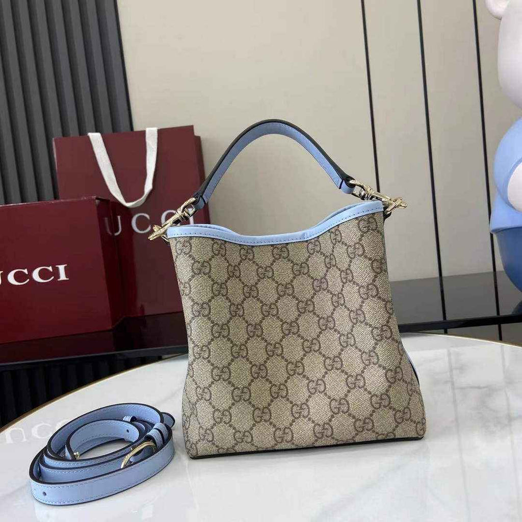 Gucci GG Emblem small bucket bag 815118 in blue fabric