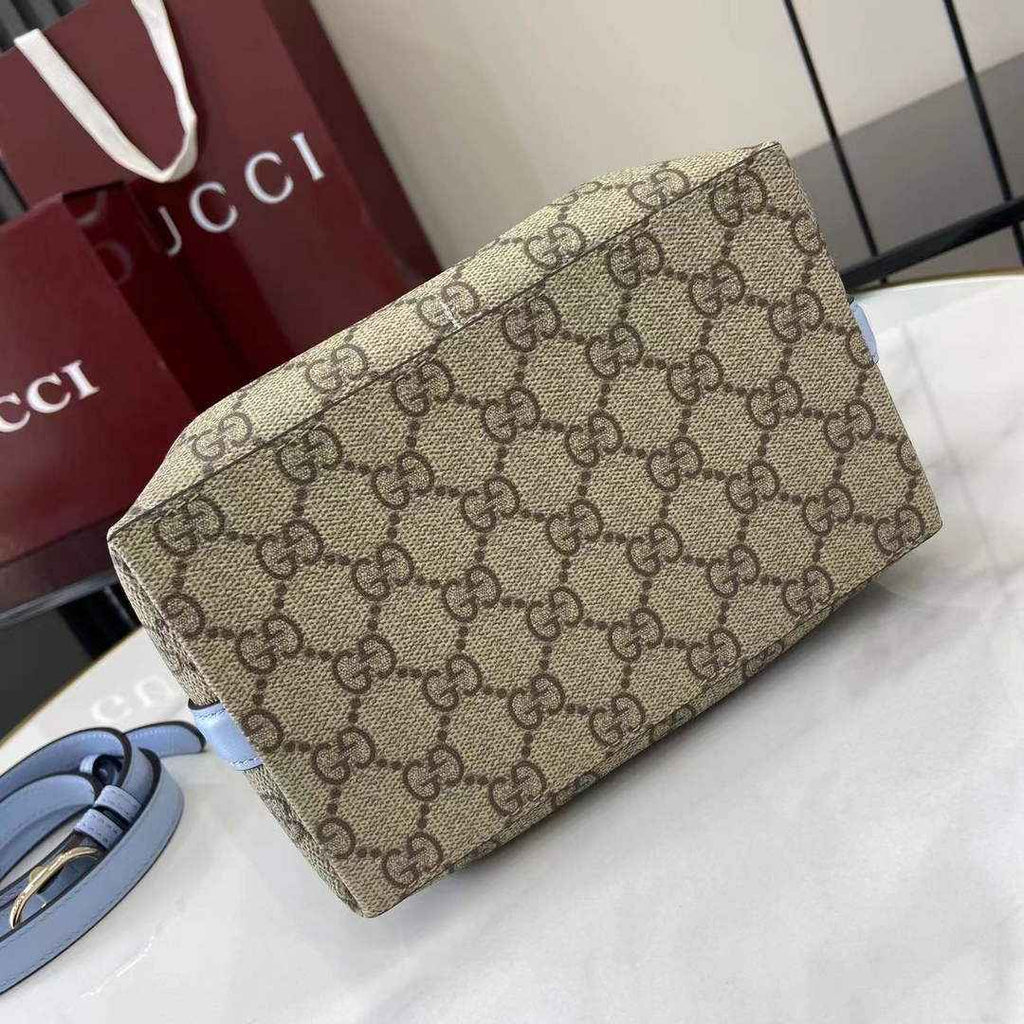 Gucci GG Emblem small bucket bag 815118 in blue fabric