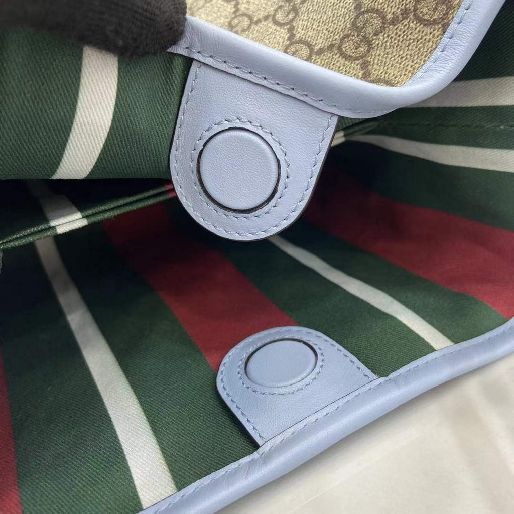 Gucci GG Emblem small bucket bag 815118 in blue fabric