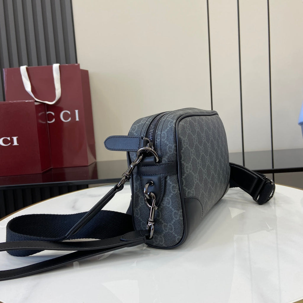 Gucci GG Emblem small crossbody bag, 821155 in black fabric