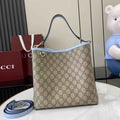 Gucci GG Emblem medium bucket bag ‎815103 in blue fabric