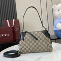 Gucci GG Emblem small shoulder bag 815218 in black fabric