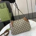 Gucci GG Emblem small shoulder bag 815218 in brown fabric
