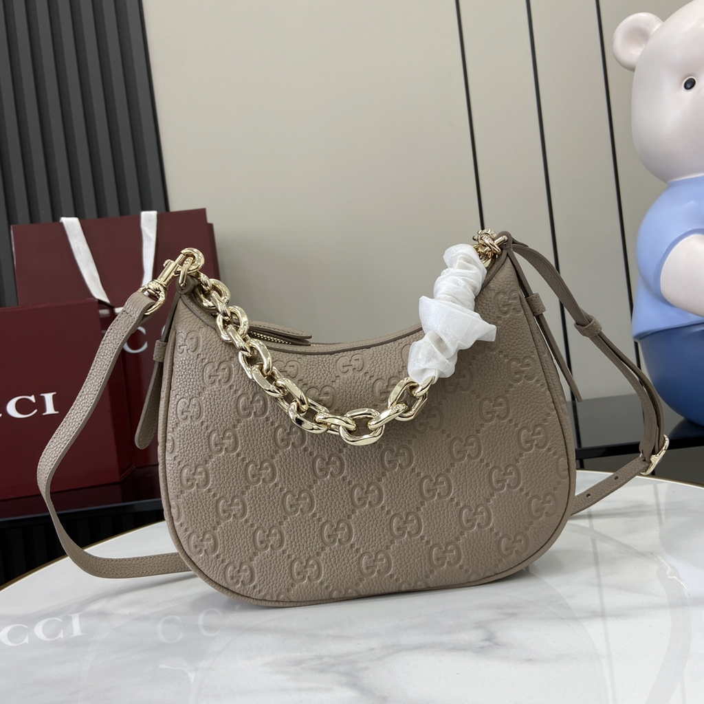 Gucci GG Emblem small shoulder bag 815409 in taupe GG leather