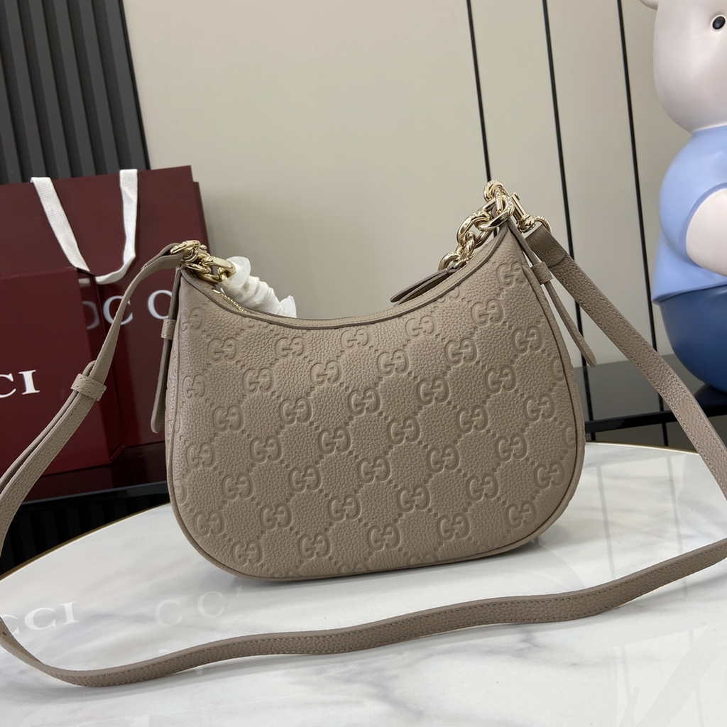 Gucci GG Emblem small shoulder bag 815409 in taupe GG leather