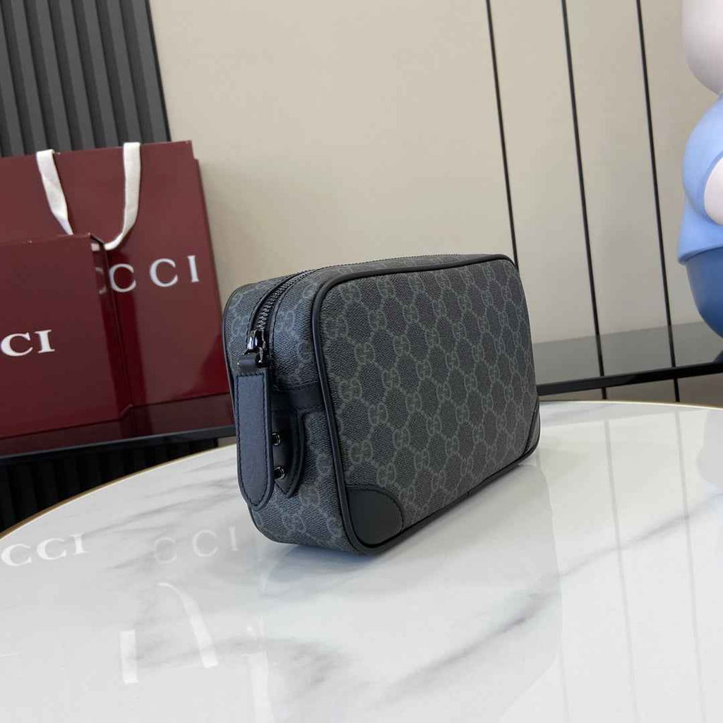 Gucci GG Emblem small toiletry case, ‎821164 in black fabric