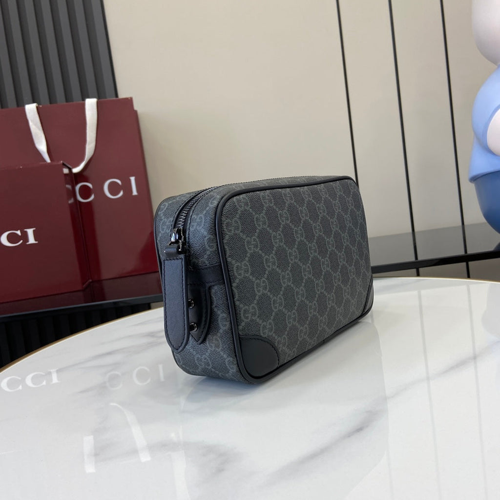 Gucci GG Emblem small toiletry case, ‎821164 in black fabric