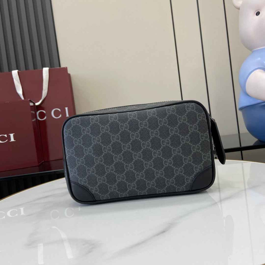 Gucci GG Emblem small toiletry case, ‎821164 in black fabric