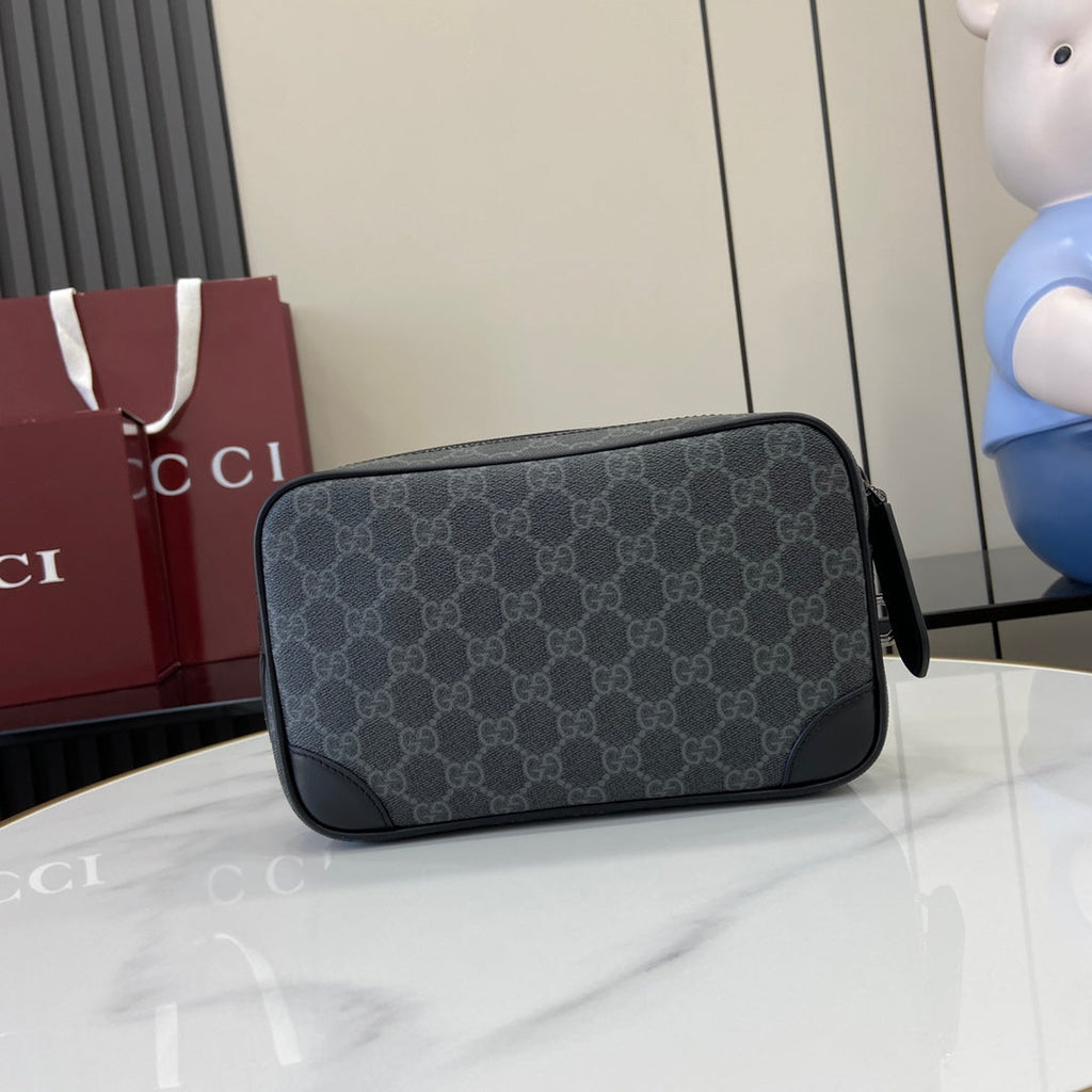 Gucci GG Emblem small toiletry case, ‎821164 in black fabric