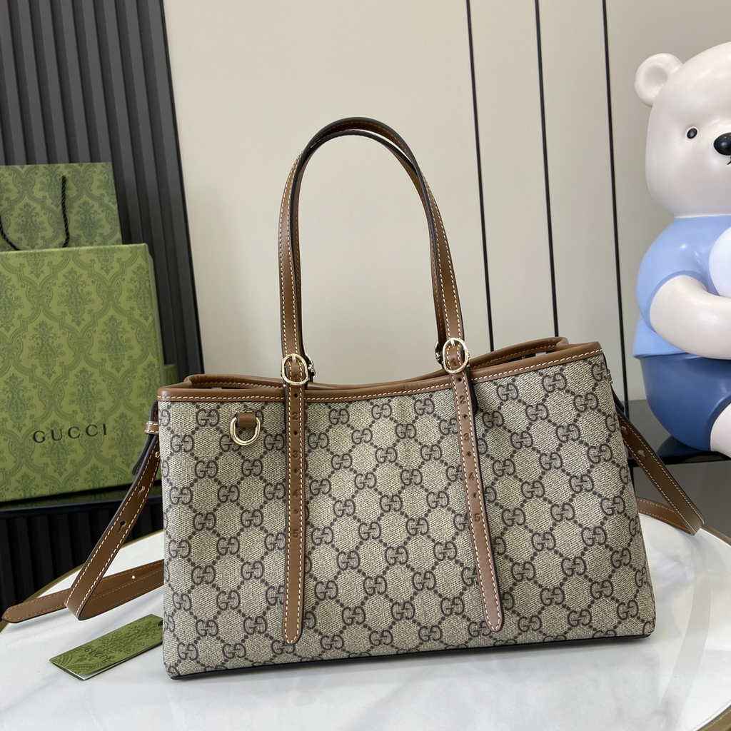 Gucci GG Emblem medium tote bag 815214 dark brown fabric