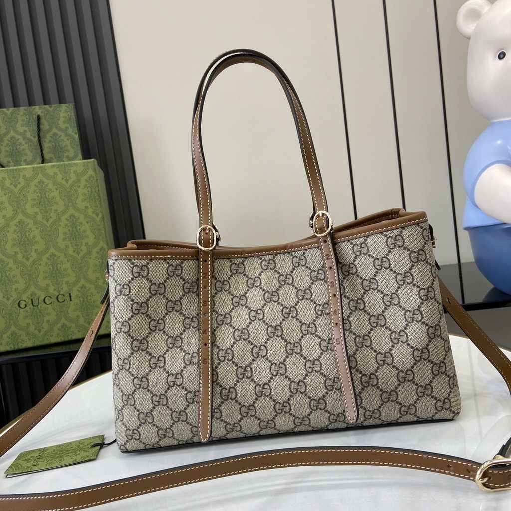 Gucci GG Emblem medium tote bag 815214 dark brown fabric