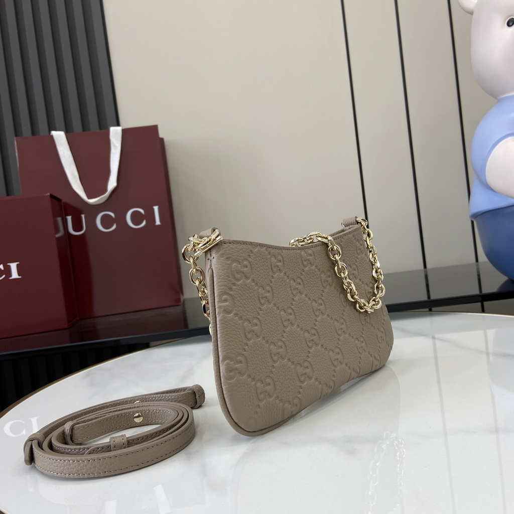 Gucci GG Emblem super mini bag 815278 in taupe leather