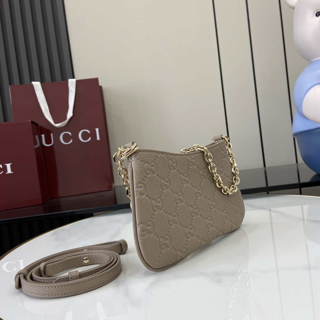 Gucci GG Emblem super mini bag 815278 in taupe leather
