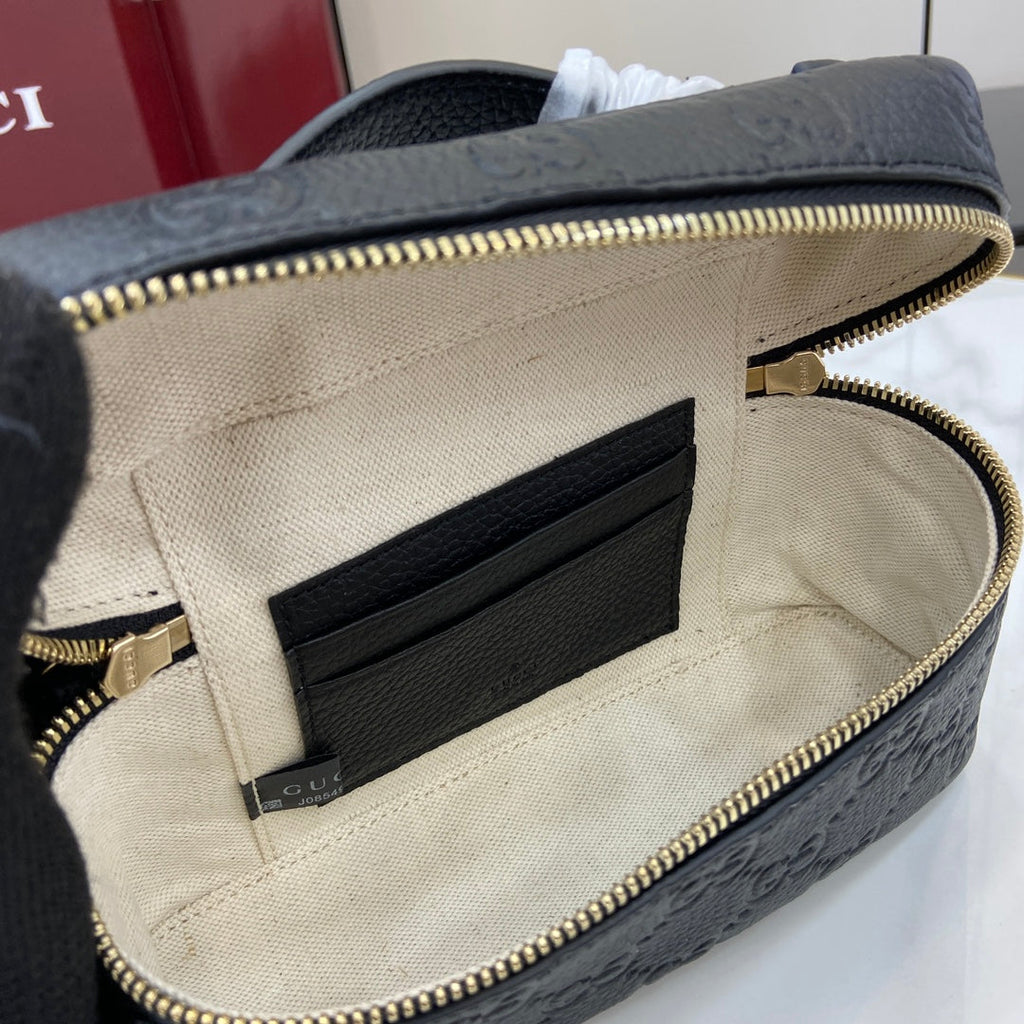 Gucci GG Emblem super mini bag 815949 in black leather