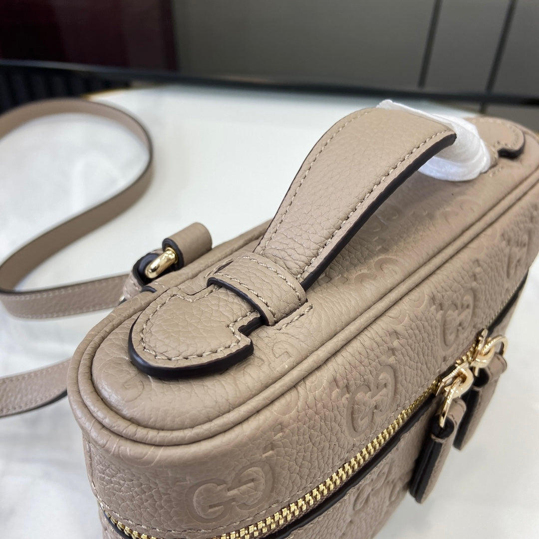 Gucci GG Emblem super mini bag 815949 in taupe leather