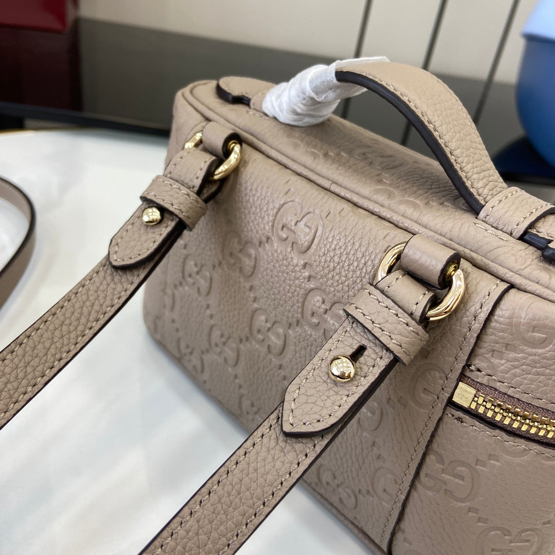 Gucci GG Emblem super mini bag 815949 in taupe leather