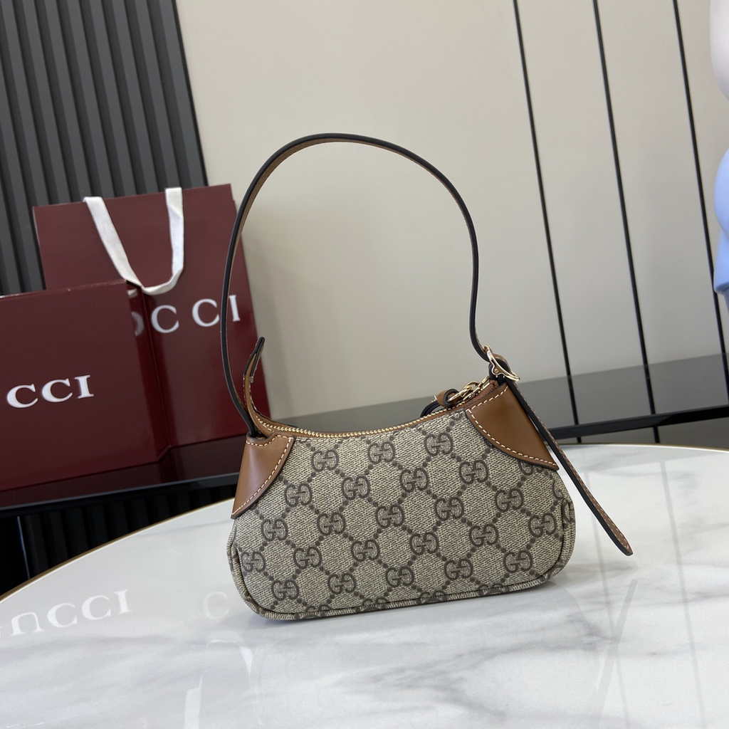 Gucci GG Emblem super mini shoulder bag 820696 in brown fabric