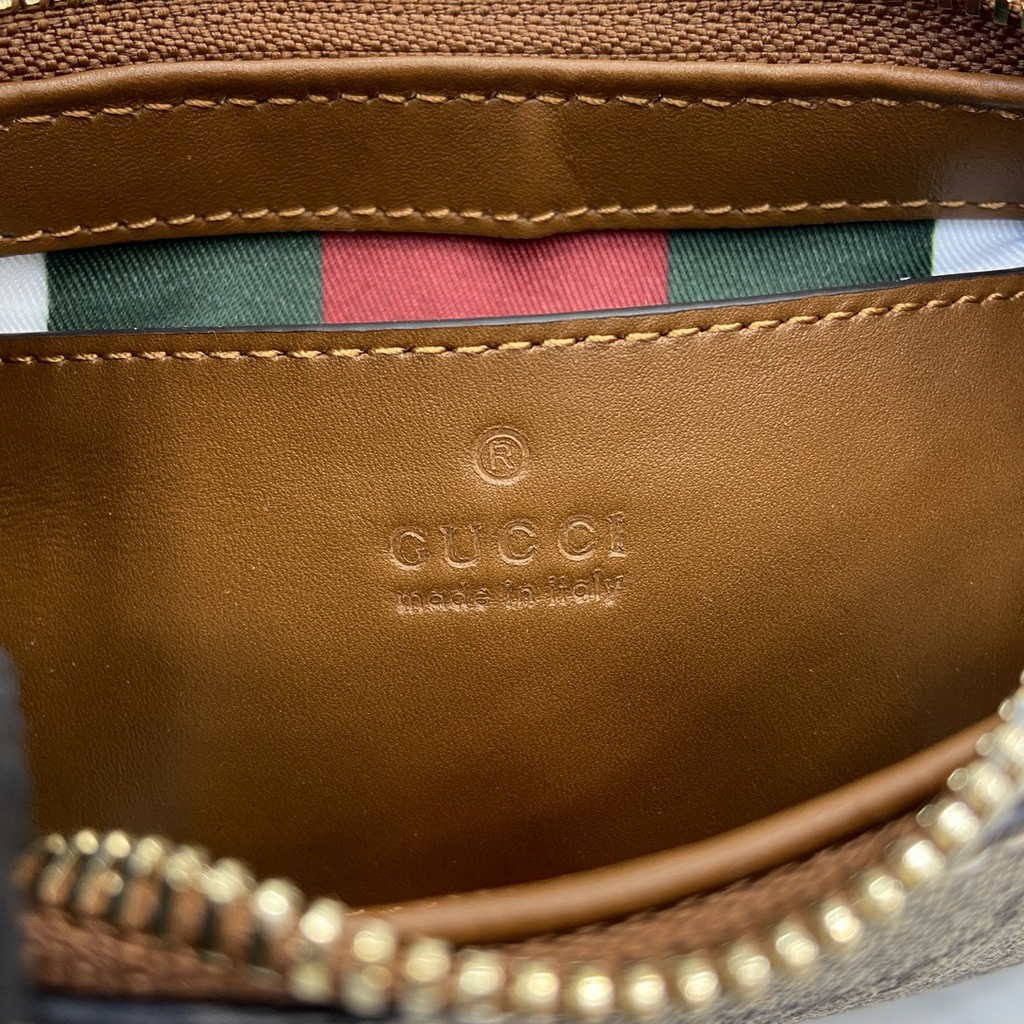 Gucci GG Emblem super mini shoulder bag 820696 in brown fabric