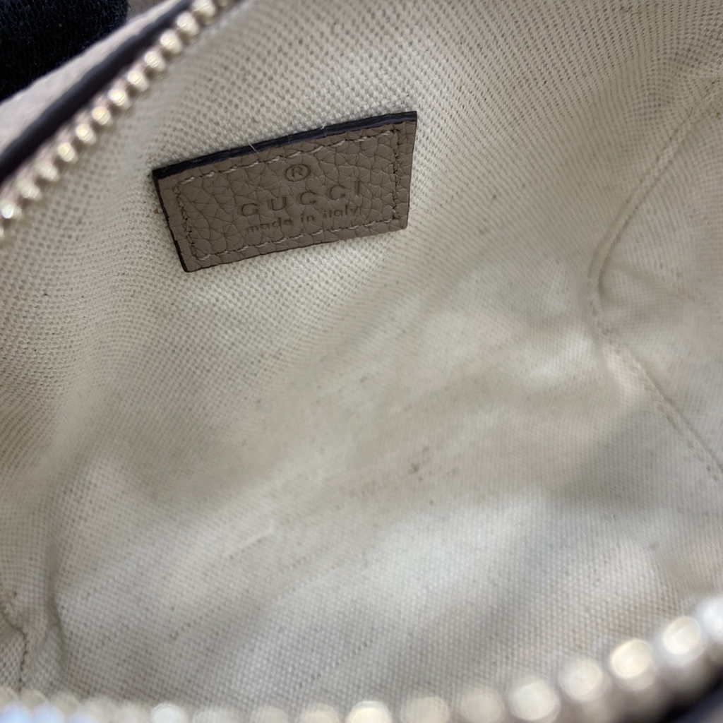 Gucci GG Emblem super mini top handle bag 815256 in taupe leather