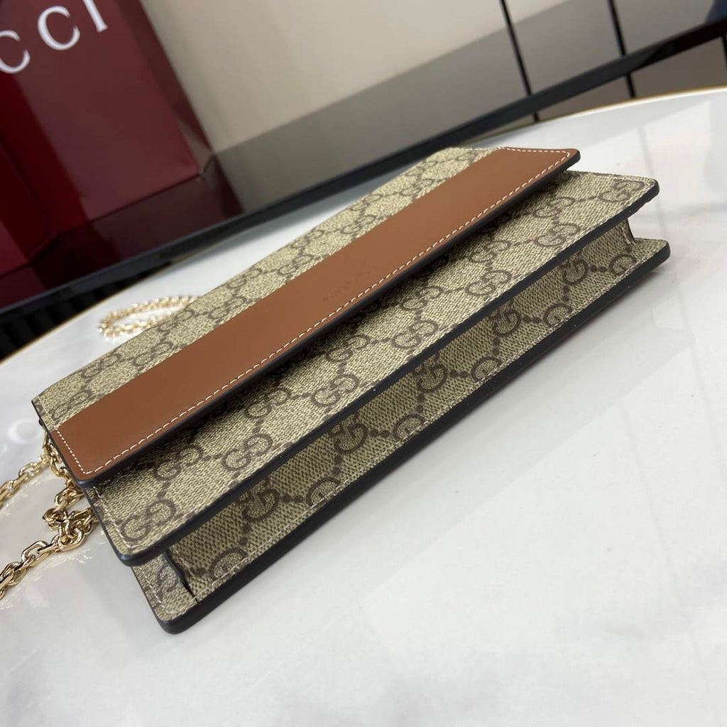 Gucci GG Emblem wallet on chain in brown leather 838151