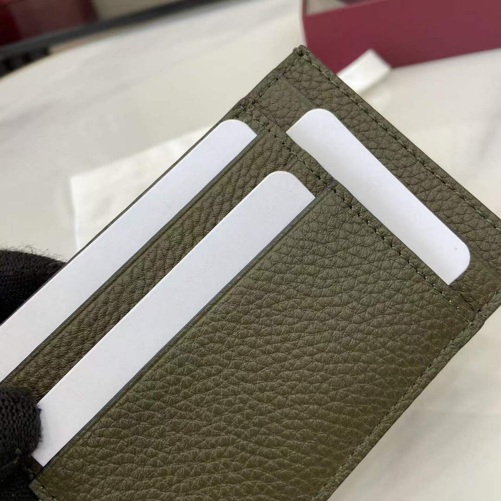 Gucci GG Jumbo card case 812681 in dark green leather
