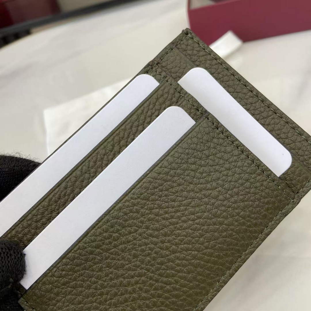 Gucci GG Jumbo card case 812681 in dark green leather
