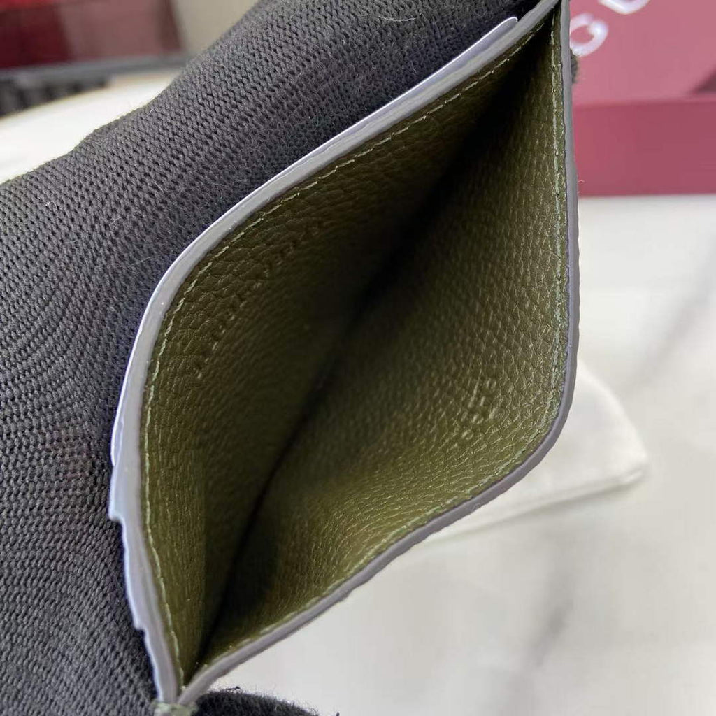 Gucci GG Jumbo card case 812681 in dark green leather