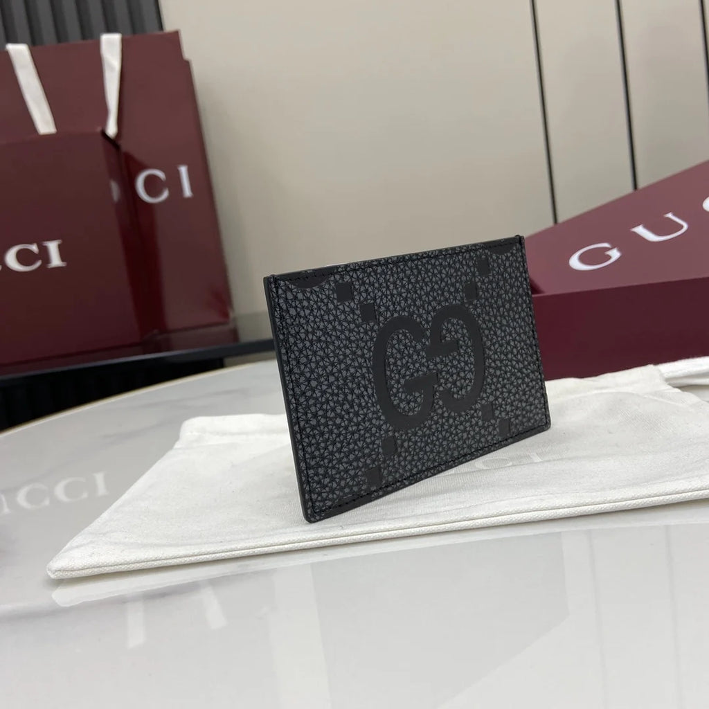 Gucci GG Jumbo card case 812681 in black leather
