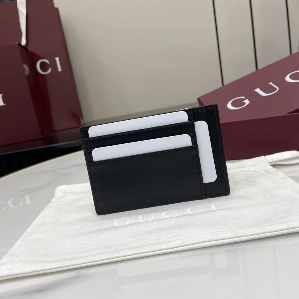 Gucci GG Jumbo card case 812681 in black leather