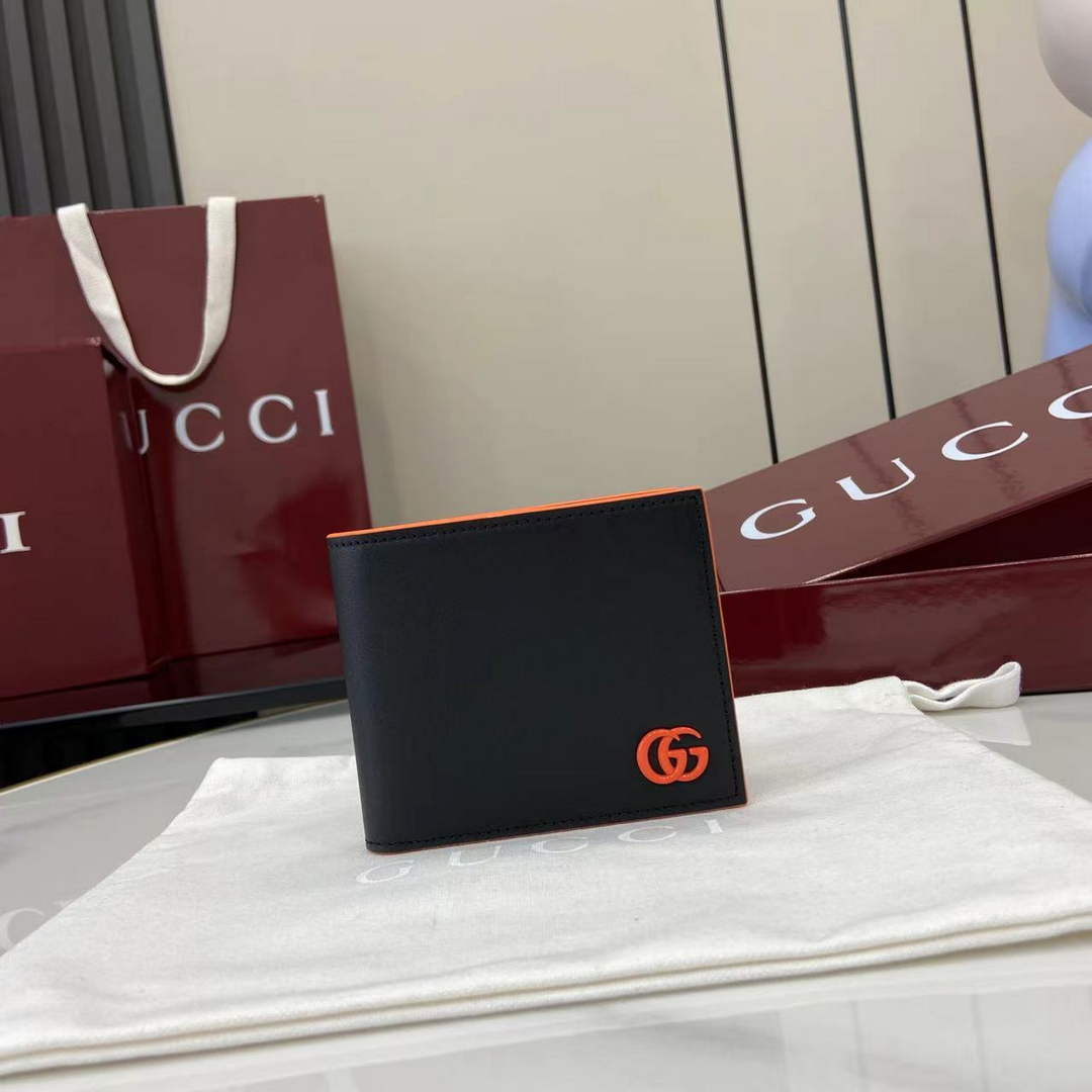 Gucci GG Marmont bi-fold wallet 835047 in Black orange leather