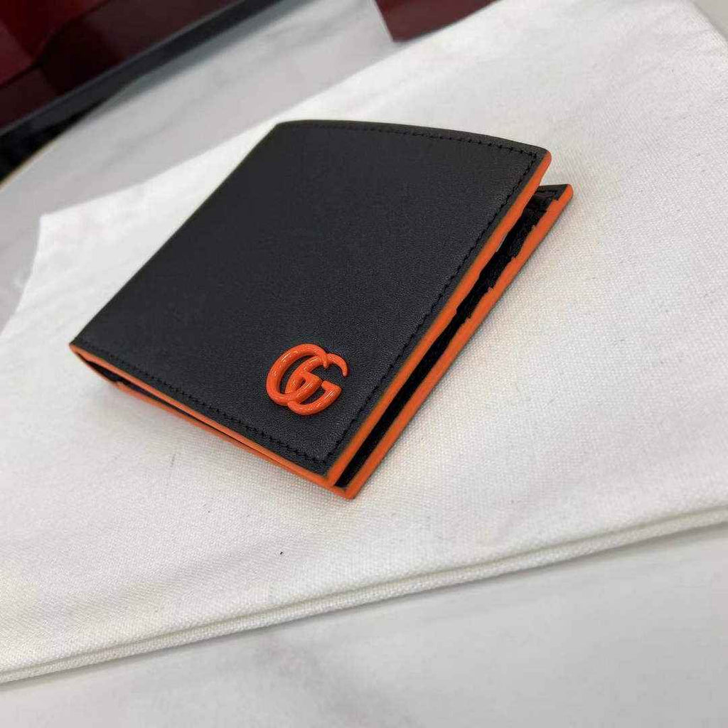 Gucci GG Marmont bi-fold wallet 835047 in Black orange leather