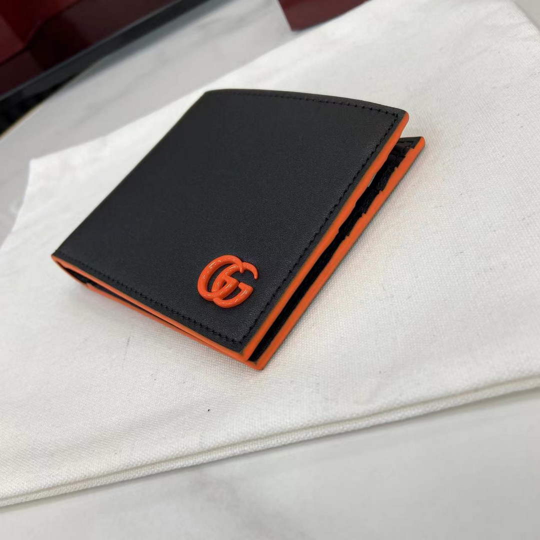 Gucci GG Marmont bi-fold wallet 835047 in Black orange leather