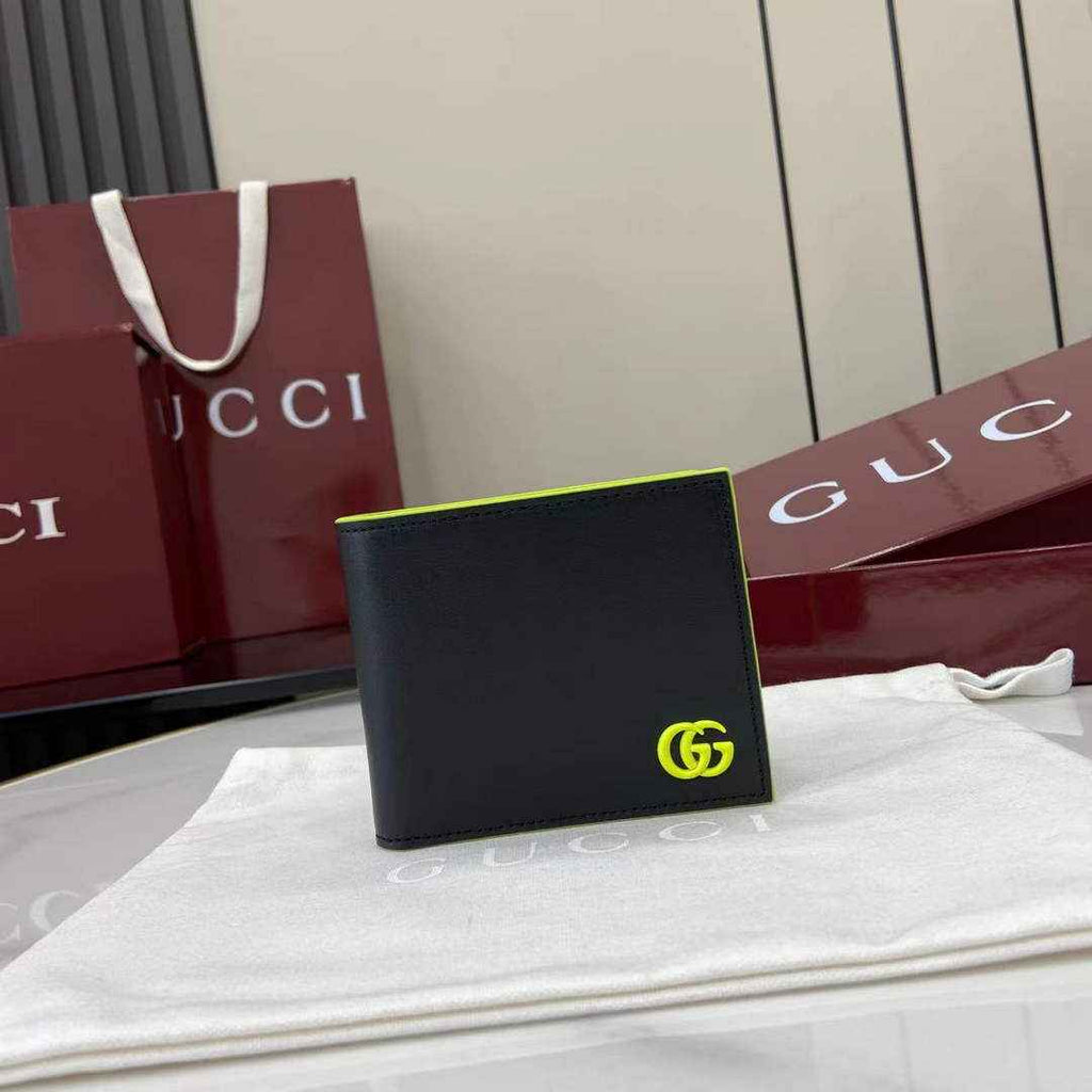 Gucci GG Marmont coin wallet 835048 in black green soft leather