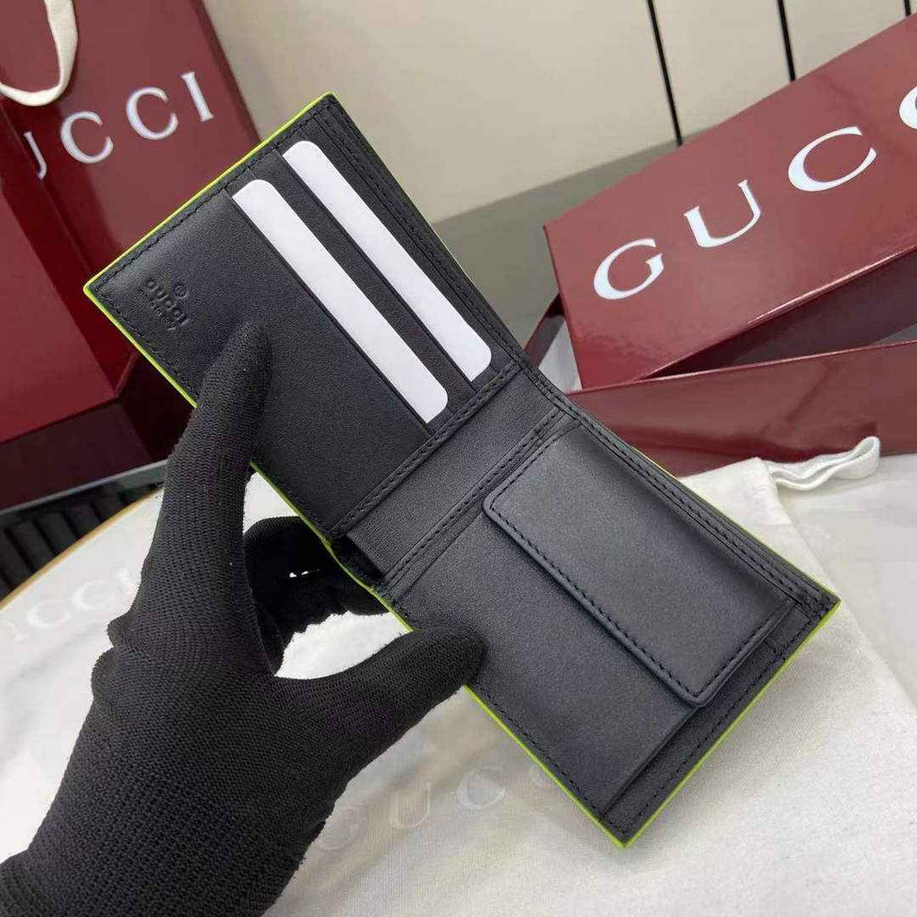 Gucci GG Marmont coin wallet 835048 in black green soft leather