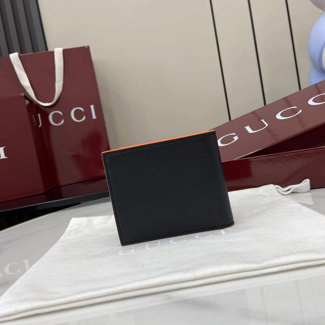 Gucci GG Marmont coin wallet 835048 in black orange soft leather
