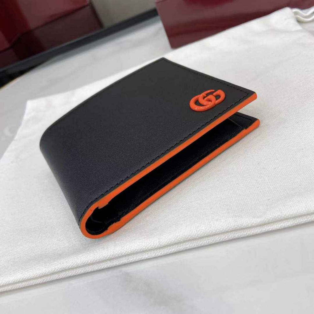 Gucci GG Marmont coin wallet 835048 in black orange soft leather