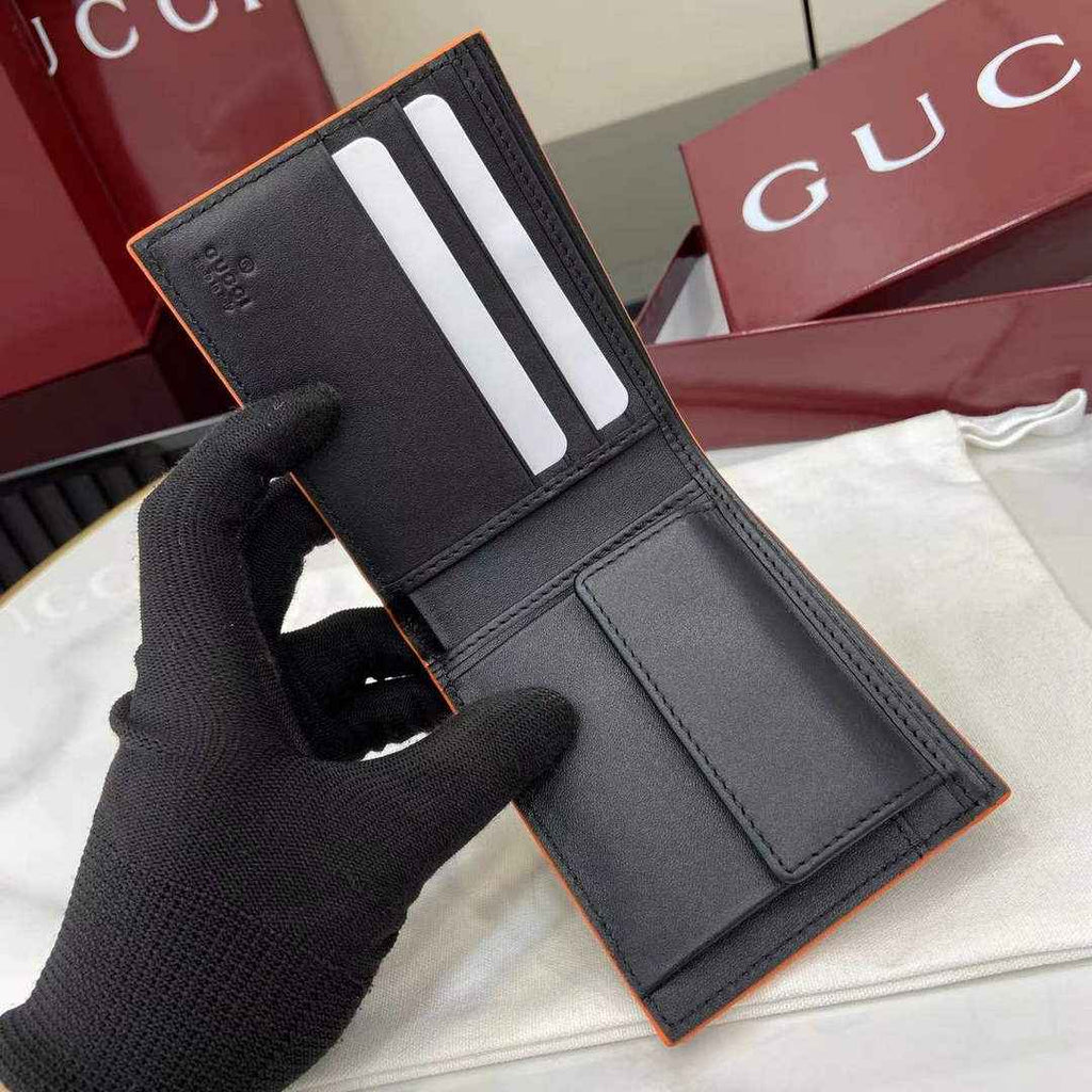 Gucci GG Marmont coin wallet 835048 in black orange soft leather