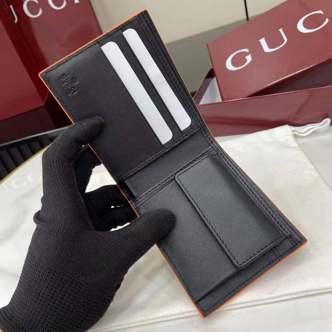 Gucci GG Marmont coin wallet 835048 in black orange soft leather