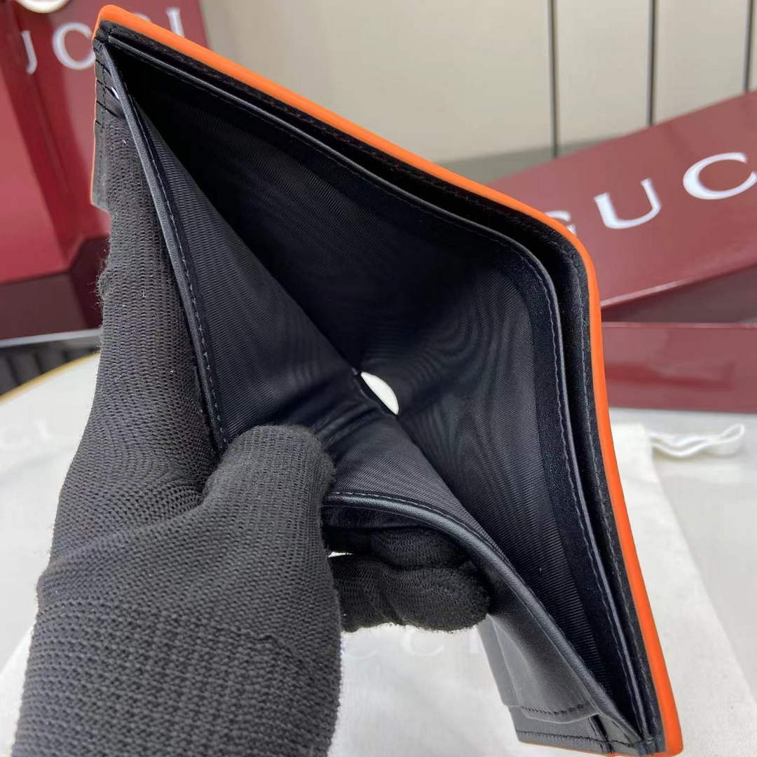Gucci GG Marmont coin wallet 835048 in black orange soft leather