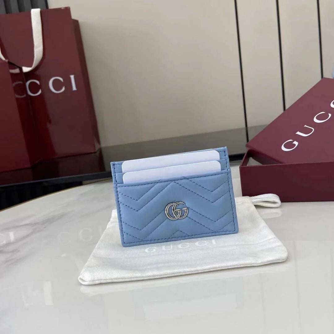 Gucci GG Marmont card case ‎443127 in blue leather