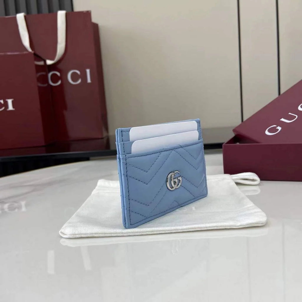Gucci GG Marmont card case ‎443127 in blue leather
