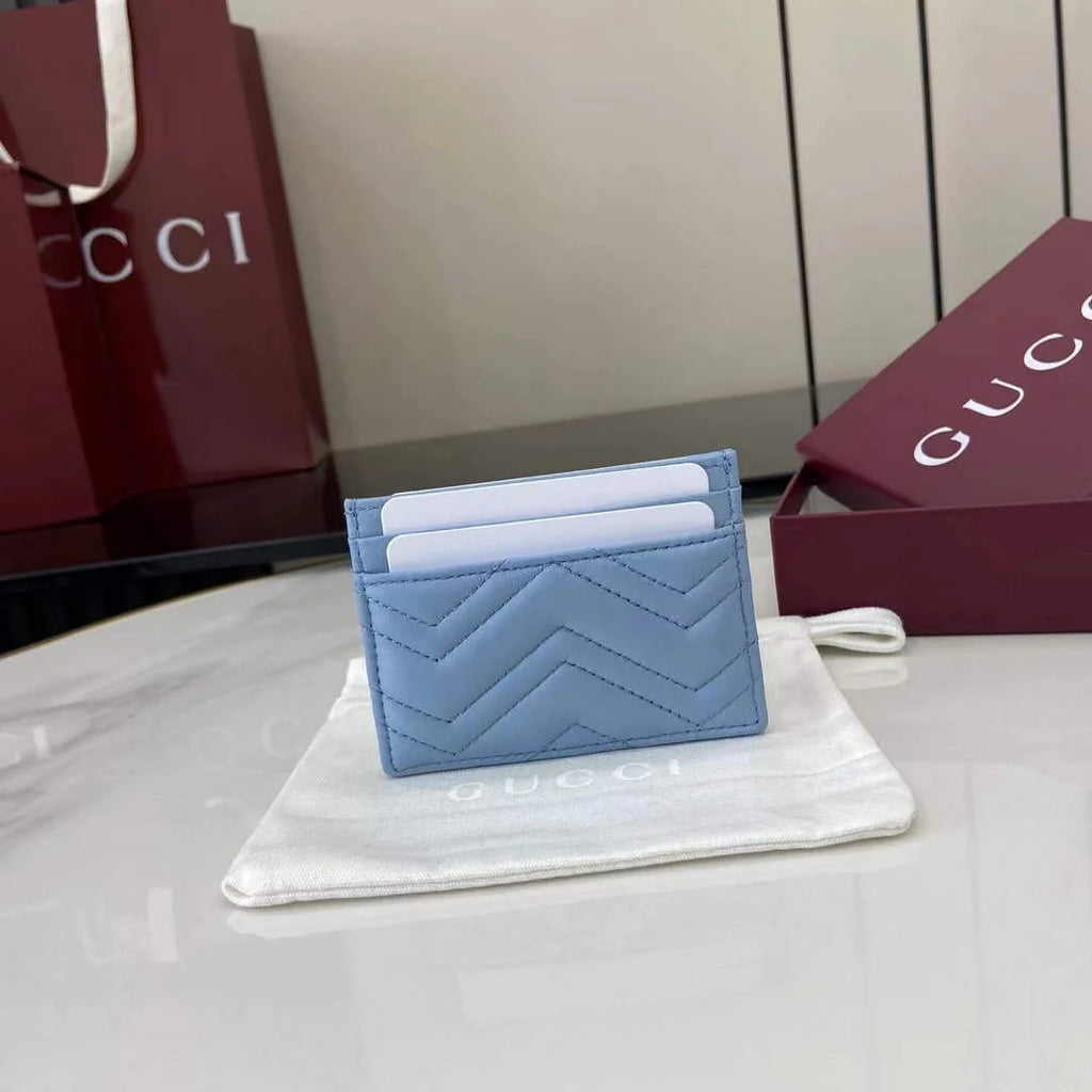 Gucci GG Marmont card case ‎443127 in blue leather