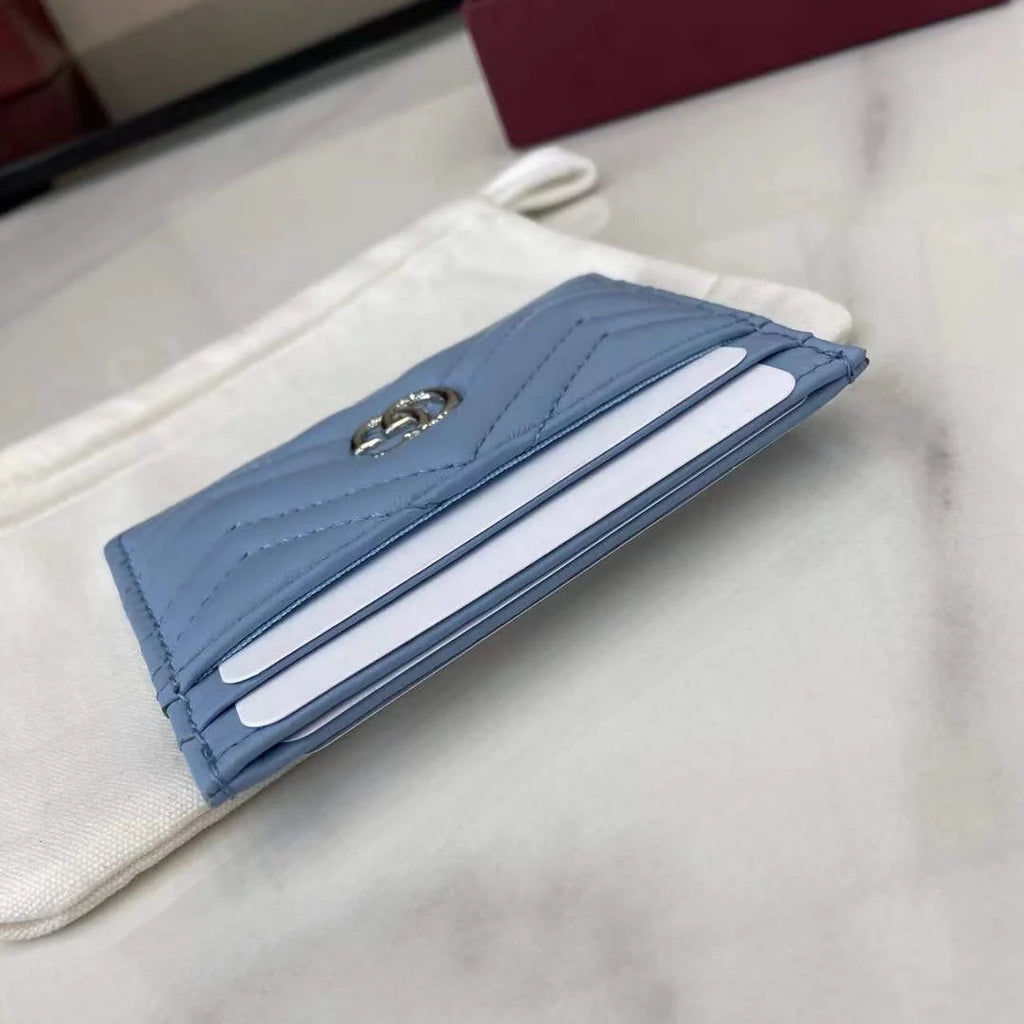 Gucci GG Marmont card case ‎443127 in blue leather