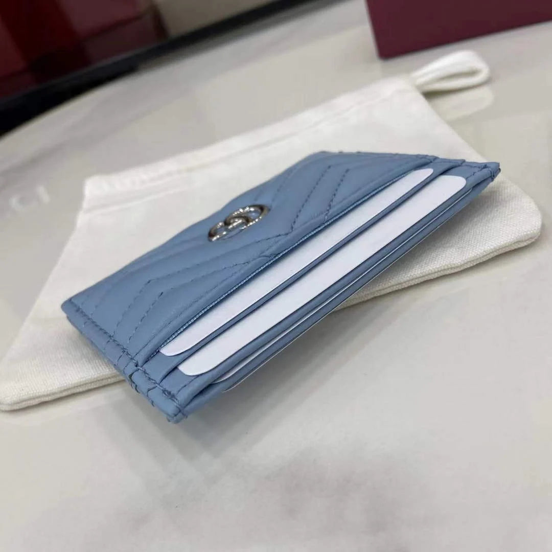 Gucci GG Marmont card case ‎443127 in blue leather