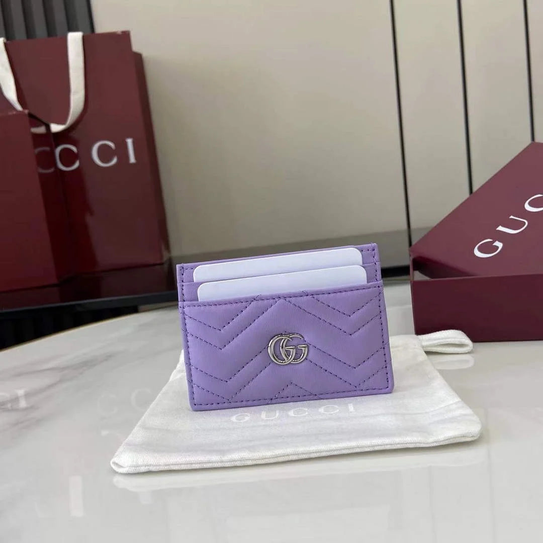 Gucci GG Marmont card case ‎443127 in purple leather