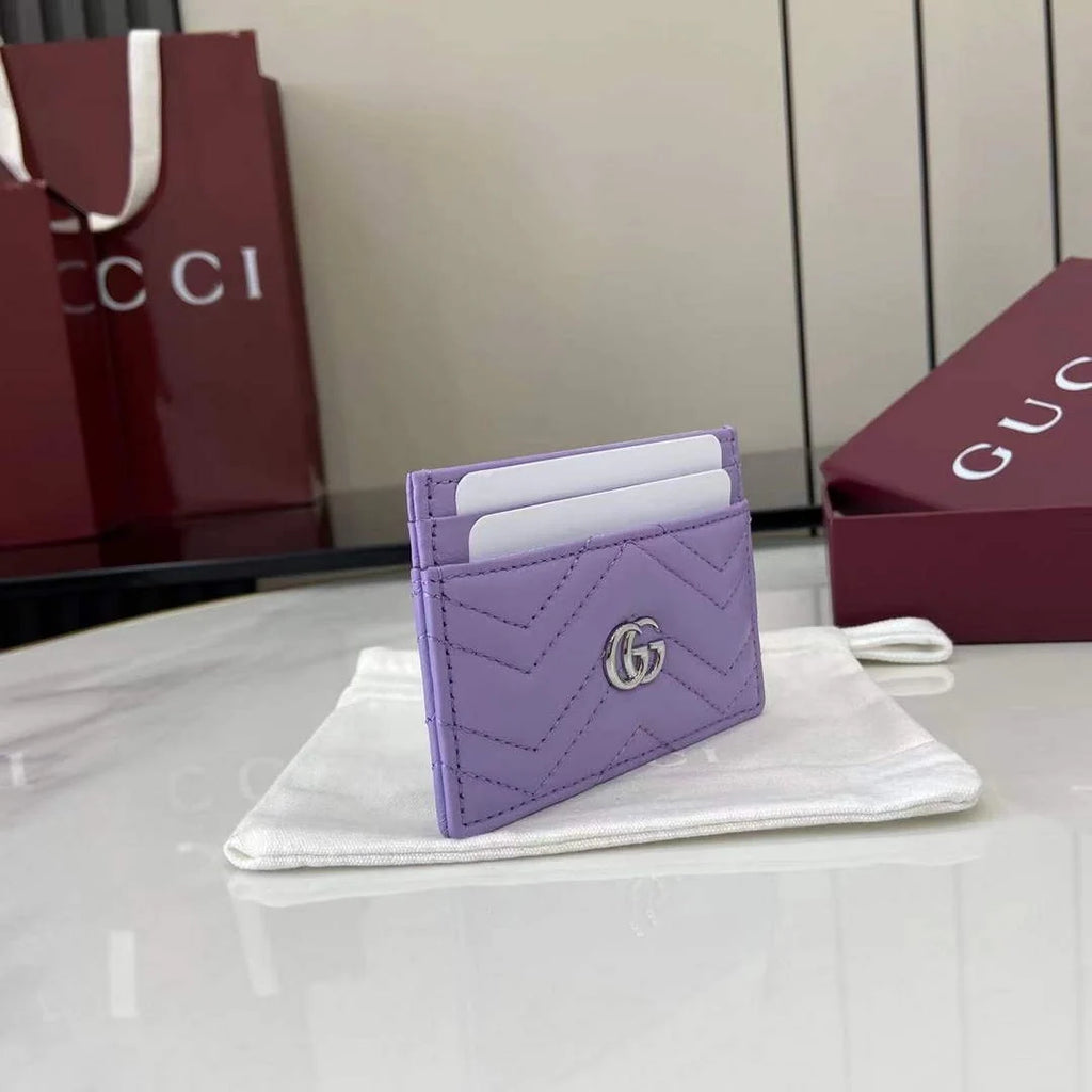 Gucci GG Marmont card case ‎443127 in purple leather