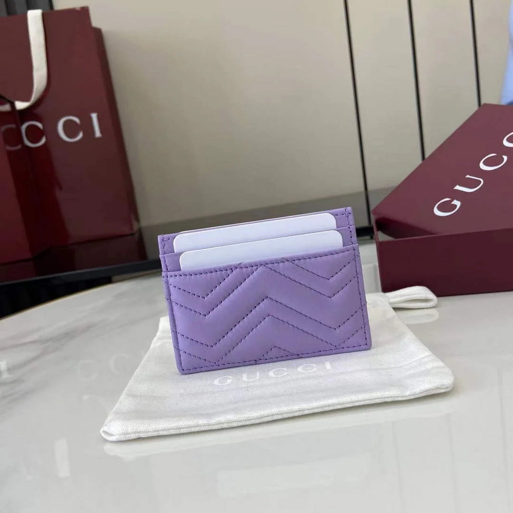 Gucci GG Marmont card case ‎443127 in purple leather