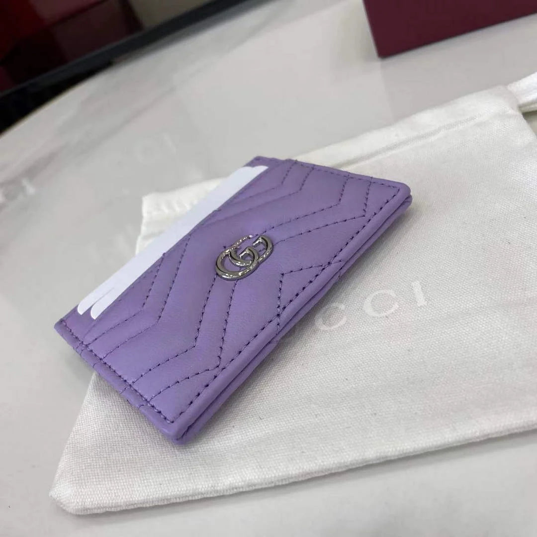 Gucci GG Marmont card case ‎443127 in purple leather