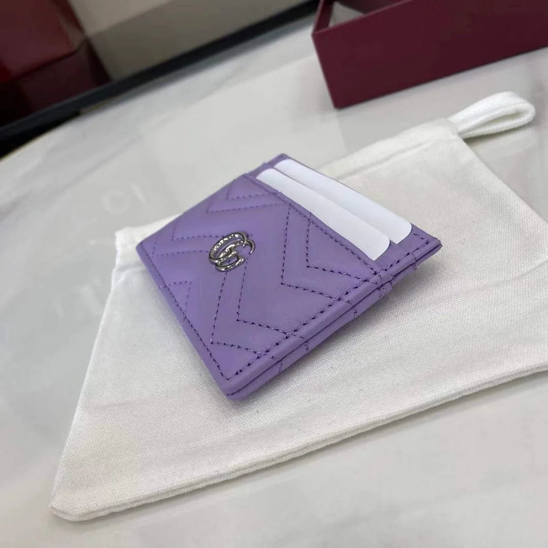 Gucci GG Marmont card case ‎443127 in purple leather